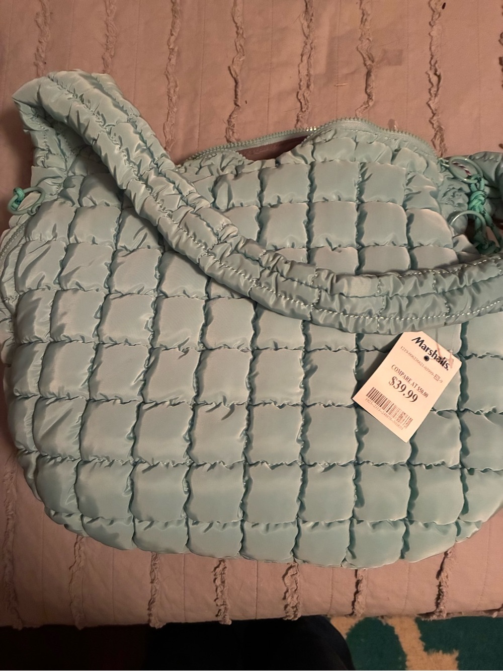 Light Blue Quilted Shoulder Bag - Unbranded